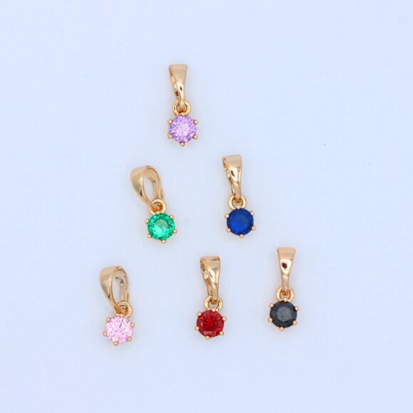 "Tiny Round Blue Pendant in Gold Finish for Delicate Everyday Style, XPPT1657 - Picture 8 of 13